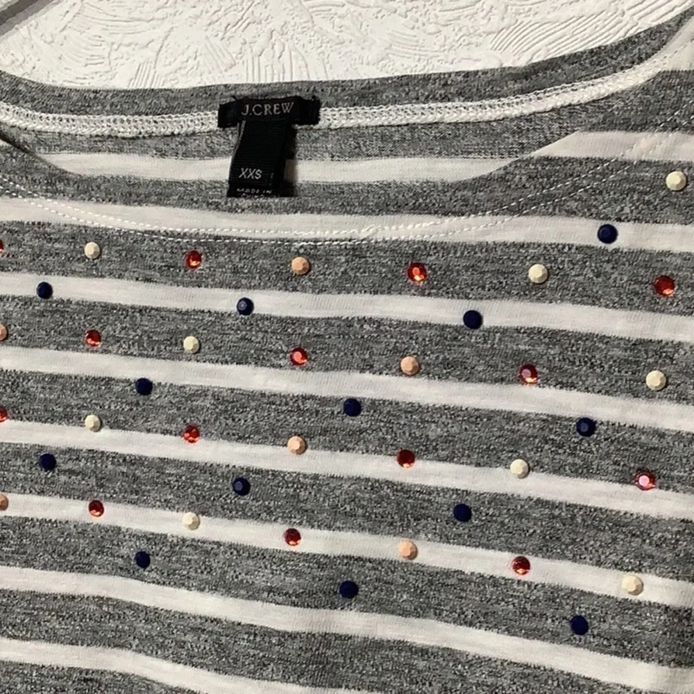 J.Crew - Sz XXS - matte & shiny beaded 3/4 arm top